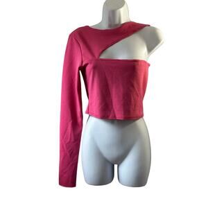 Princess Polly Pink One Shoulder Cut Out Crop Top Size 12 NEW
